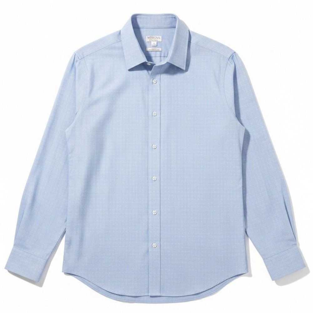 Merona Non-Iron Dobby Button Down, Light Blue Long Sleeve Shirt, Men's Large